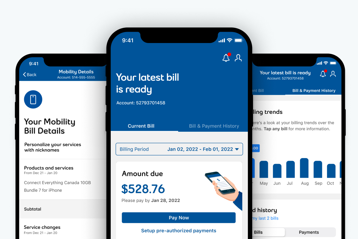 My Bell AI-powered billing system interface